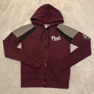 Women’s Victoria Secret, Pink maroon hoodie. Full-zip, size xs.